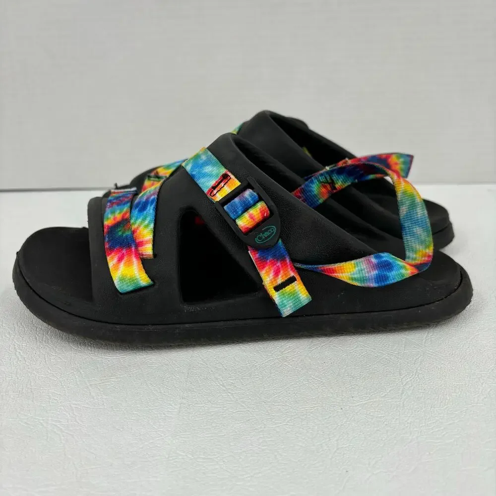 Chaco Chillos Sandals Size 5 Junior Sport‎ Black Rainbow Tie Dye Unisex Kids